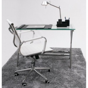 Mesa de escritorio EQUIS sobre de cristal templado y estructura de metal 110x55 cm