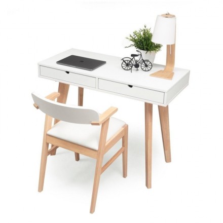 Mesa escritorio ROX color blanco/natural, grafito/natural o blanco  92x139x75 cm / 51x200-230x75 cm - Centro Mueble Online