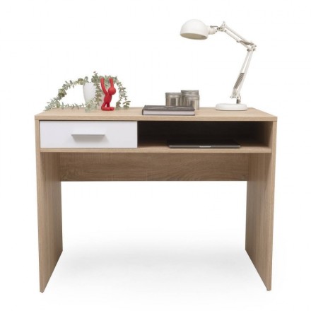 Mesa escritorio ROX color blanco/natural, grafito/natural o blanco  92x139x75 cm / 51x200-230x75 cm - Centro Mueble Online
